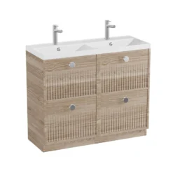 Vado Safari 1000mm Fluted Floorstanding Vanity Unit & Double Basin
