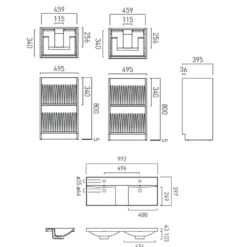 Vado Safari 1000mm Fluted Floorstanding Vanity Unit & Double Basin