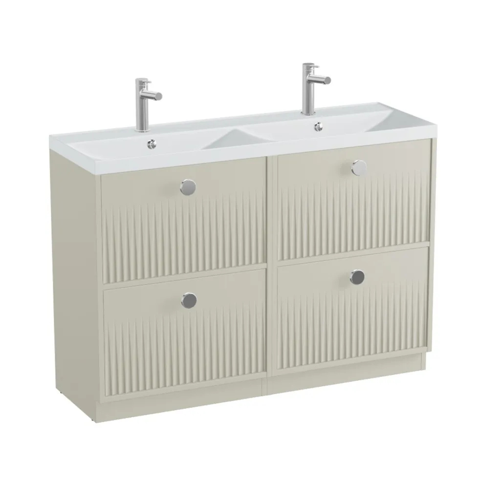 Vado Safari 1200mm Fluted Floorstanding Vanity Unit & Double Basin