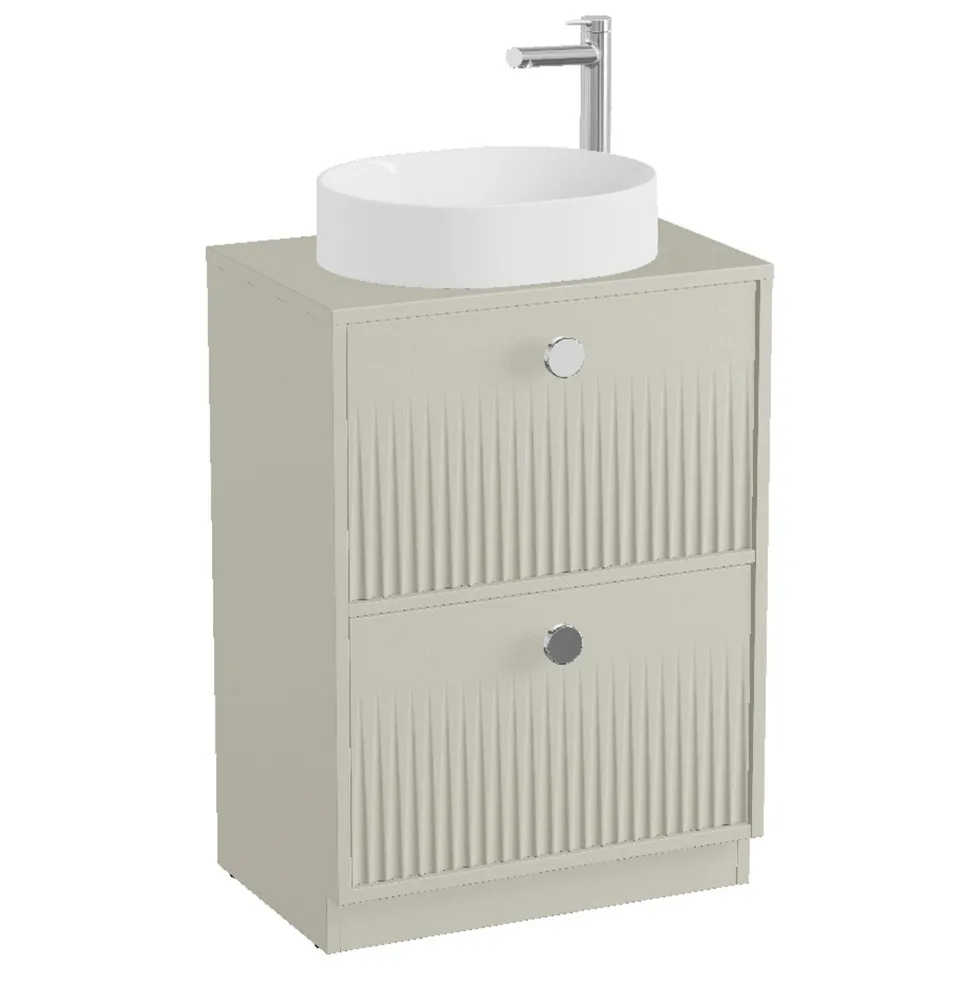 Vado Safari 600mm Fluted Floorstanding Vanity Unit & Worktop