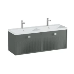 Vado Safari 1200mm Fluted Wall Hung Vanity Unit & Double Basin