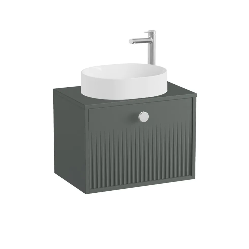 Vado Safari 600mm Fluted Wall Hung Vanity Unit & Worktop