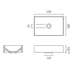 Vado Safari Rectangular Smooth Countertop Basin