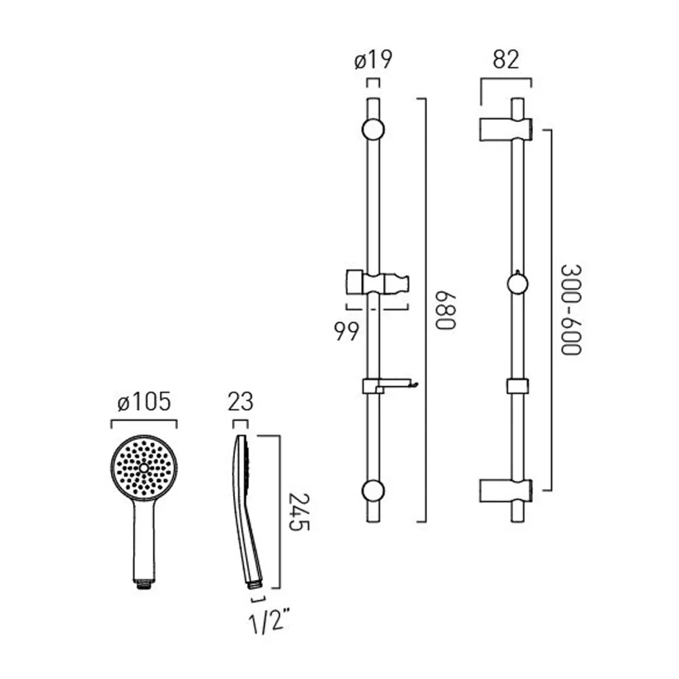 Vado Safari Slide Rail Shower Kit