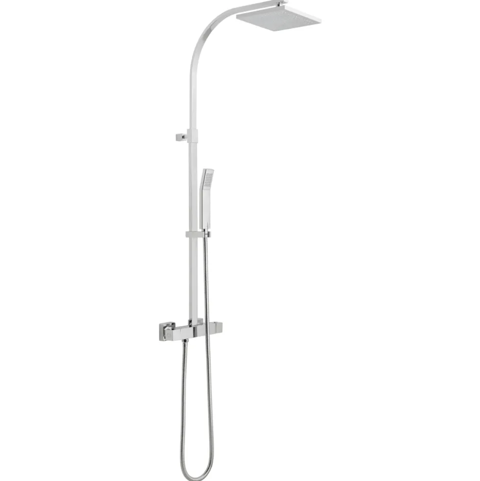 Vado Velo Square Thermostatic Shower Valve with Integrated Diverter & Rigid Riser Rail Kit