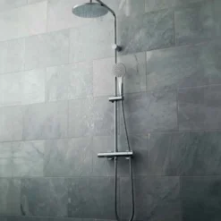 Vado Velo Thermostatic Shower Valve with Rigid Riser, Shower Head & Handset