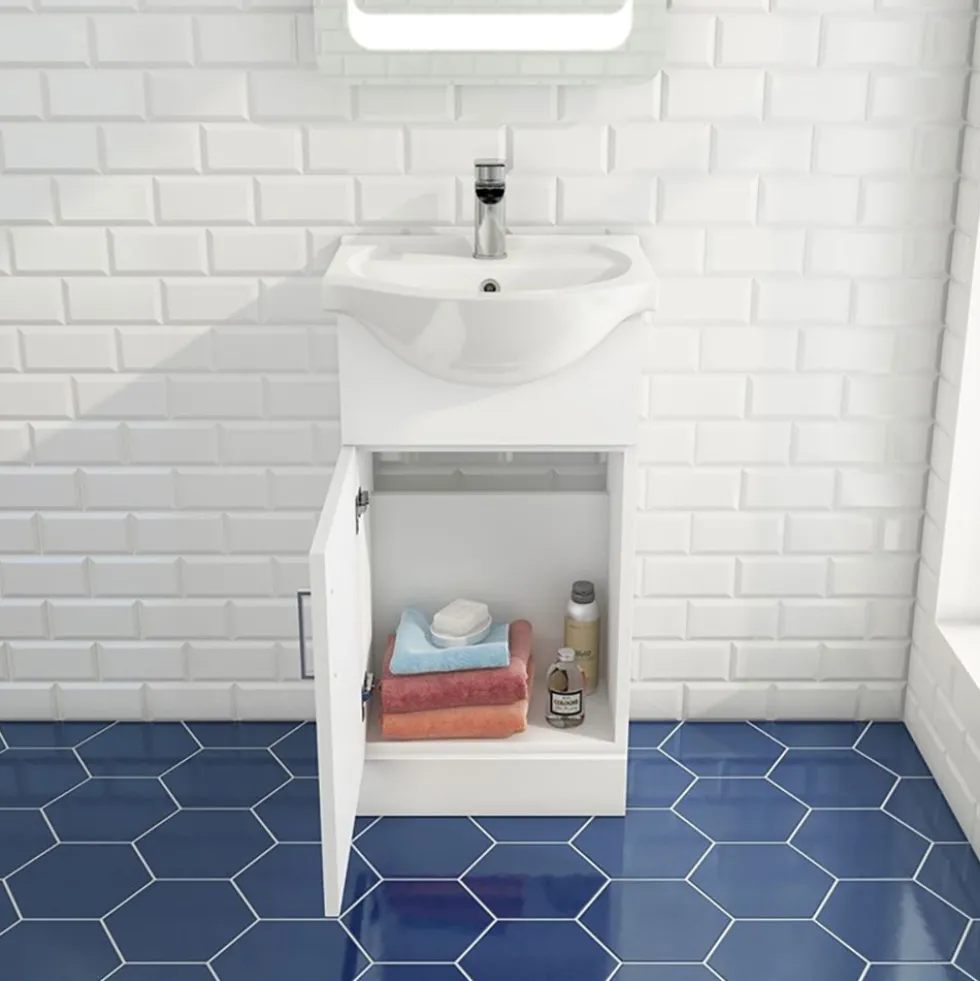 Vellamo Alpine 950mm 1 Door Combination Basin & Toilet Suite - Gloss White