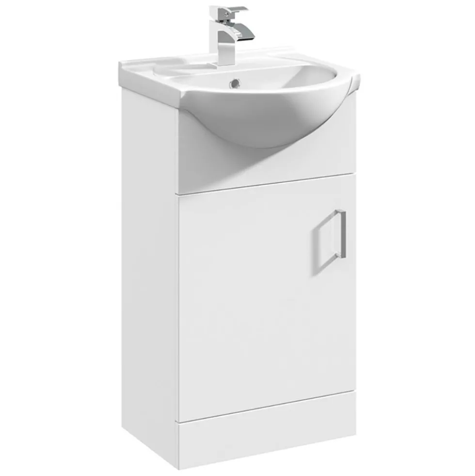 Vellamo Alpine 950mm 1 Door Combination Basin & Toilet Suite - Gloss White