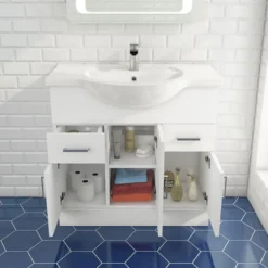 Vellamo Alpine 1350mm 3 Door Furniture Suite with Back to Wall Toilet & Concealed Cistern - Gloss White