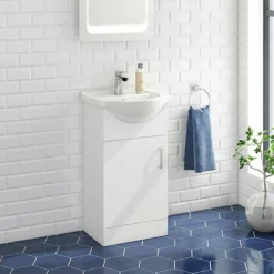 Vellamo Alpine 450mm Floorstanding Vanity Unit & Basin - Gloss White