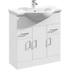 Vellamo Alpine 750mm Floorstanding Vanity Unit & Basin - Gloss White