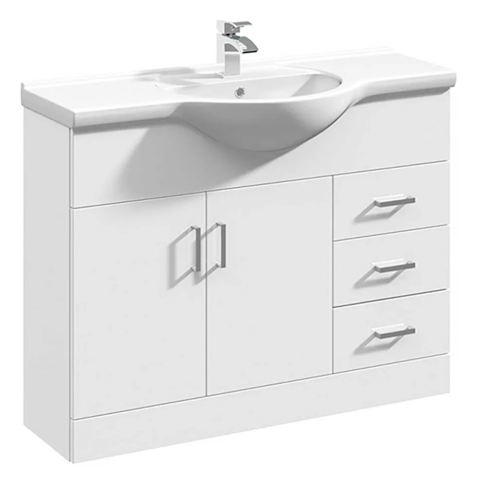 Vellamo Alpine 1060mm Floorstanding Vanity Unit & Basin - Gloss White