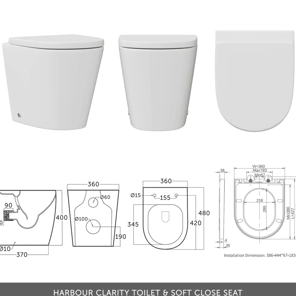 Vellamo Aspire 1100mm 2 Door Combination Basin & Toilet Unit - Gloss White