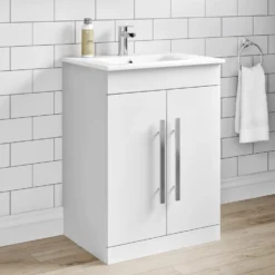 Vellamo Aspire 1100mm 2 Door Combination Basin & Toilet Unit - Gloss White