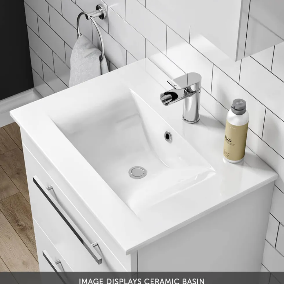 Vellamo Aspire 1100mm 2 Door Combination Basin & Toilet Unit with Matt Black Handles & Overflow Cover - Matt Grey