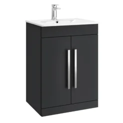 Vellamo Aspire 600mm Floorstanding 2 Door Vanity Unit & Thin Ceramic Basin