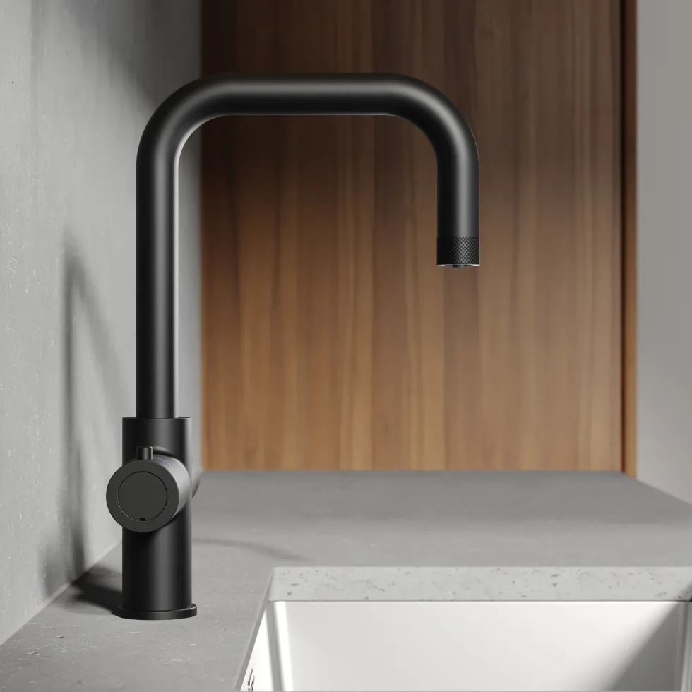 Vellamo Aura 4-in-1 Instant Boiling Water Tap with Knurled Handles & Spout, Boiler & Filter