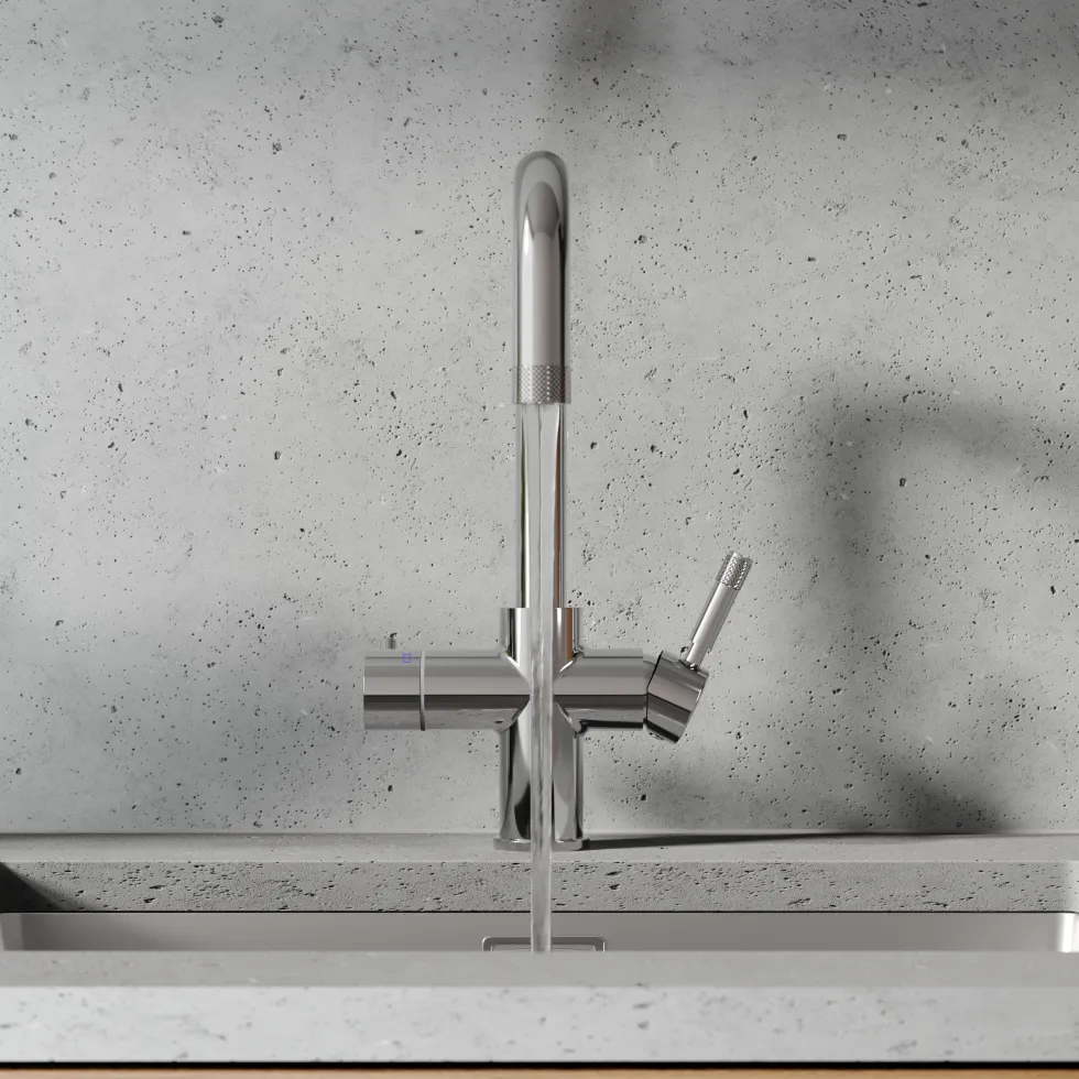 Vellamo Aura 4-in-1 Instant Boiling Water Tap with Knurled Handles & Spout, Boiler & Filter