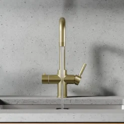 Vellamo Aura 4-in-1 Instant Boiling Water Tap with Knurled Handles & Spout, Boiler & Filter
