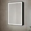 Vellamo Blox Matt Black LED Illuminated Mirrored Cabinet with Demister Pad & Shaver Socket - 500 x 700mm