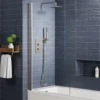 Vellamo Brushed Nickel Curved Corner Single Hinged Bath Screen - 1400 x 800mm