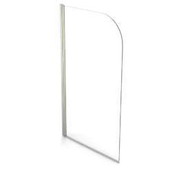 Vellamo Brushed Nickel Curved Corner Single Hinged Bath Screen - 1400 x 800mm