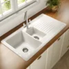 Vellamo Ceramic 1.5 Bowl Inset Kitchen Sink with Reversible Drainer & Waste Kit - 1010 x 530mm