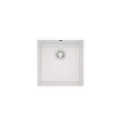 Vellamo Ceramic-Style Gloss White Composite Inset / Undermount 1 Bowl Kitchen Sink & Waste - 440 x 440mm