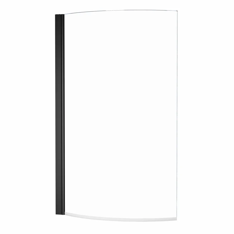 Vellamo City Curved Matt Black Hinged P-Bath Screen - 1433 x 715mm