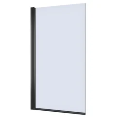 Vellamo City Matt Black 6mm Smoked Black Glass Hinged Bath Screen - 1400 x 800mm