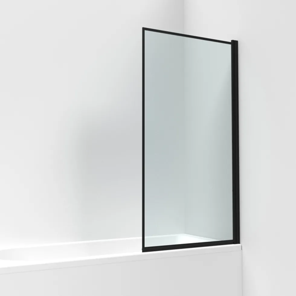 Vellamo City 6mm Matt Black Hinged Framed Bath Screen - 1430 x 790mm