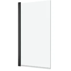 Vellamo City 6mm Matt Black Square Corner Hinged Bath Screen - 1430 x 770mm