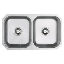 Vellamo Classic Double Bowl Undermount Stainless Steel Kitchen Sink & Waste Kit - 780 x 460mm
