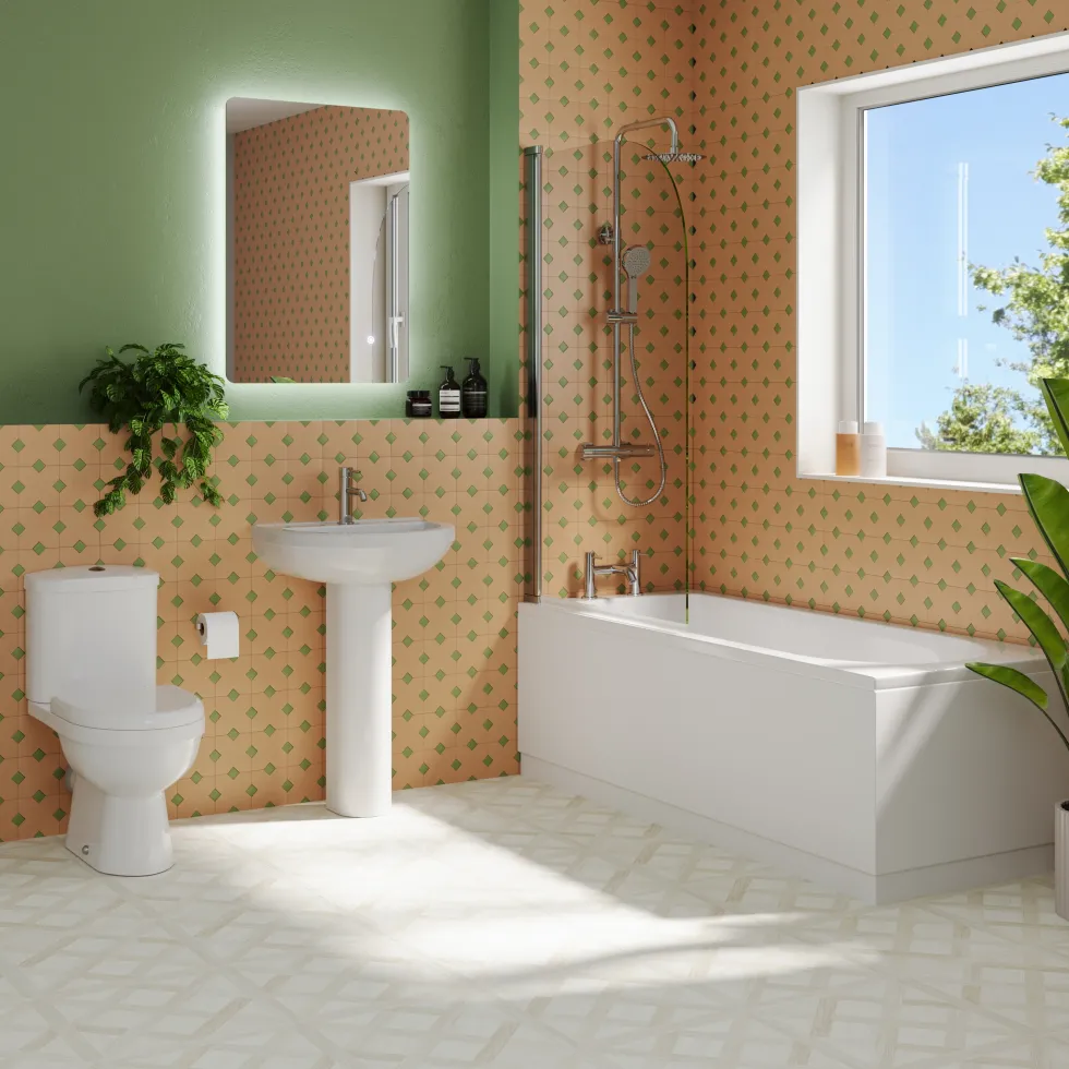 Vellamo Connect Complete Bathroom Suite with Shower Bath
