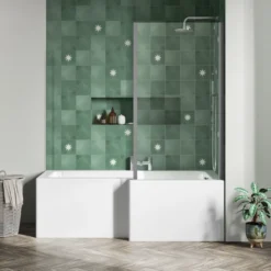 Vellamo Connect Full Bathroom Suite with 1700mm L Shaped Shower Bath