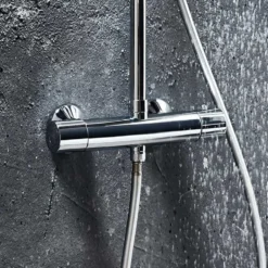 Vellamo Cool Touch Thermostatic Shower Set with Large Thin Fixed Head