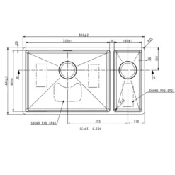 Vellamo Designer 1.5 Bowl Inset/Undermount Stainless Steel Kitchen Sink & Waste Kit - 800 x 440mm