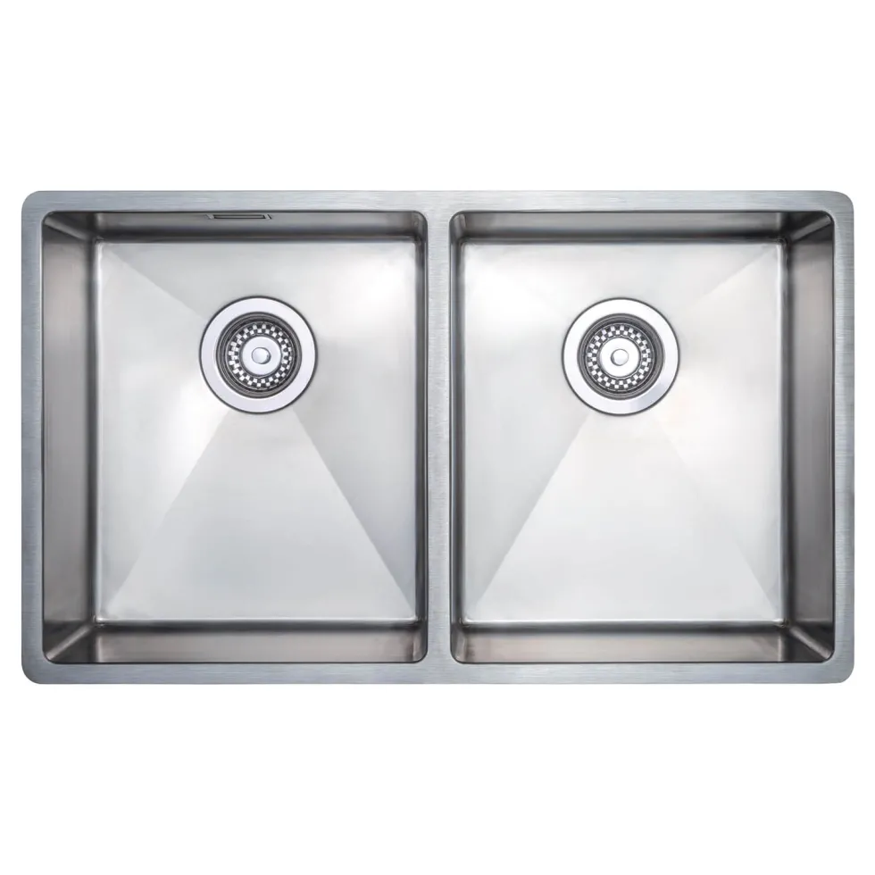 Vellamo Designer Double Bowl Inset/Undermount Stainless Steel Kitchen Sink & Waste Kit - 750 x 440mm
