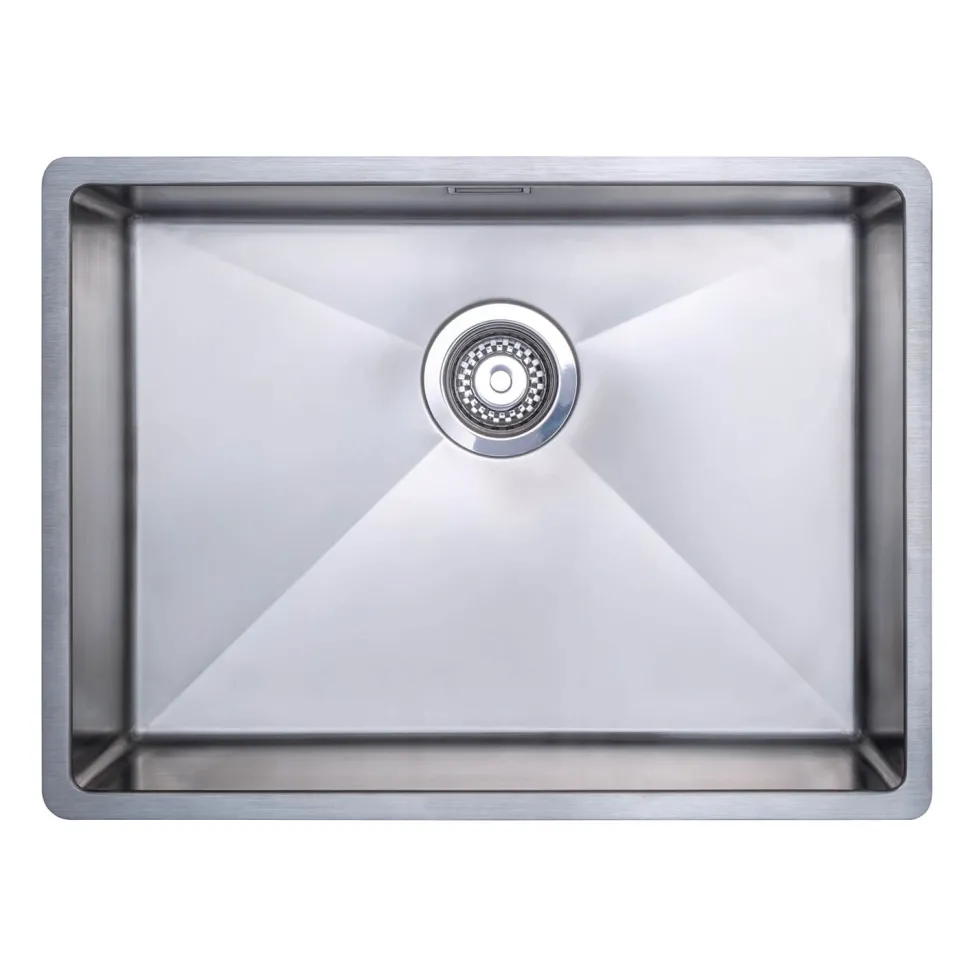 Vellamo Designer Large Single Bowl Inset/Undermount Stainless Steel Kitchen Sink & Waste Kit - 590 x 440mm