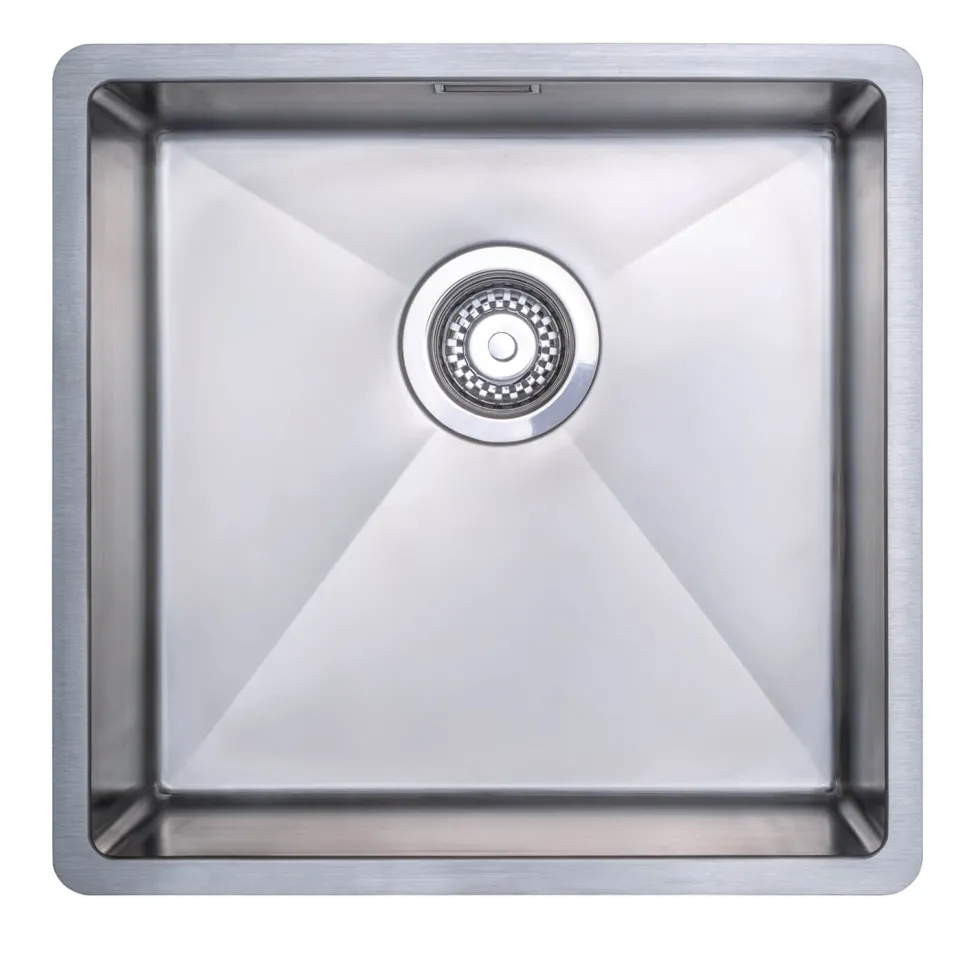 Vellamo Designer Single Bowl Inset/Undermount Stainless Steel Kitchen Sink & Waste Kit - 450 x 440mm