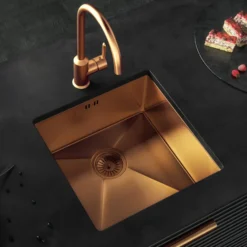 Vellamo Designer Single Bowl Inset/Undermount Stainless Steel Kitchen Sink & Waste - 440 x 440mm