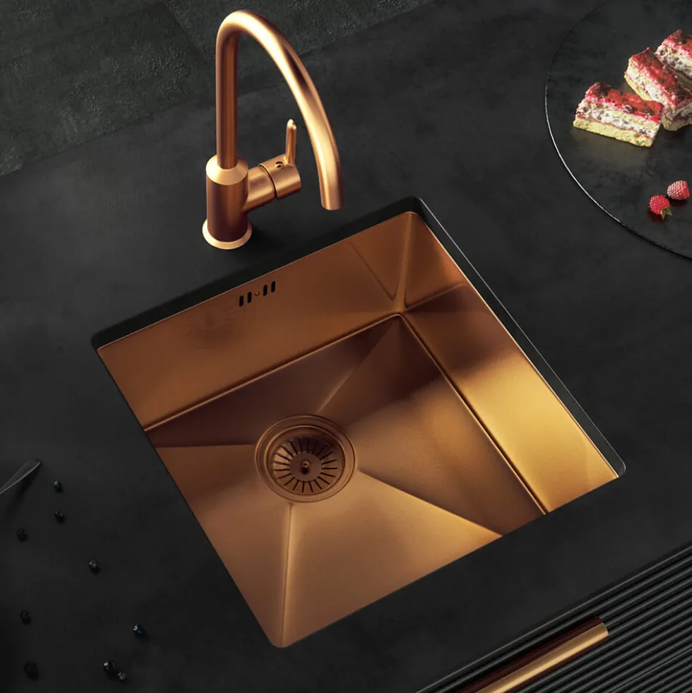 Vellamo Designer Single Bowl Inset/Undermount Stainless Steel Kitchen Sink & Waste - 440 x 440mm
