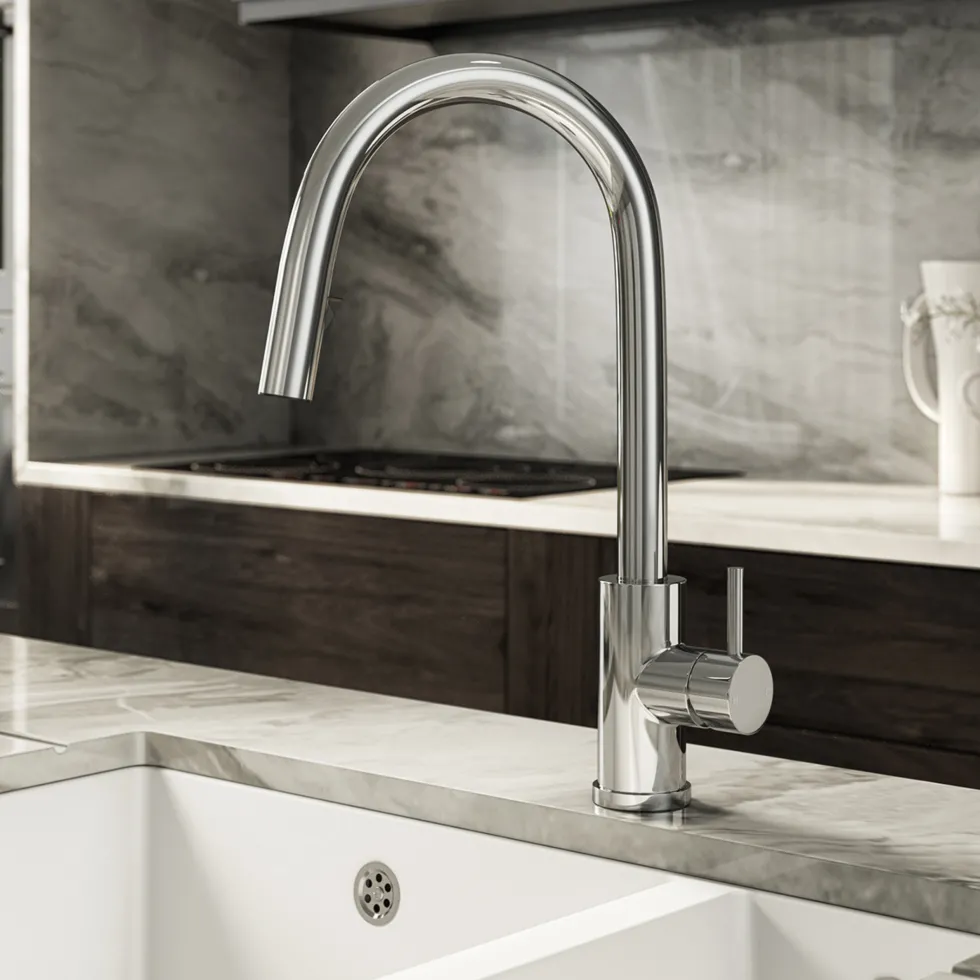 Vellamo Eclipse Concealed Pull Out Spray Single Lever Mono Kitchen Mixer Tap