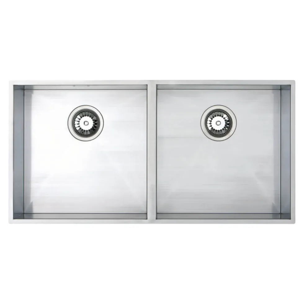 Vellamo Edge 2 Bowl Inset/Undermount Stainless Steel Kitchen Sink & Waste Kit - 860 x 430mm