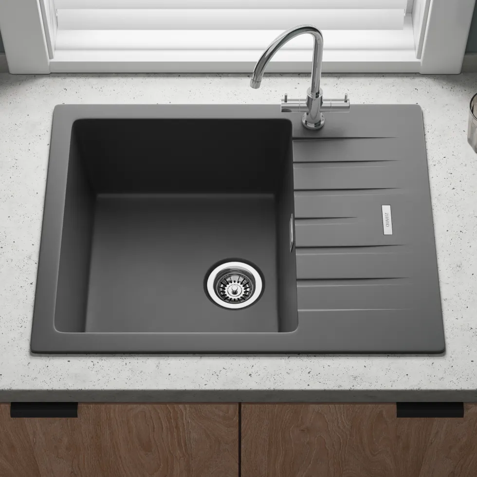 Vellamo Horizon 1 Bowl Granite Composite Inset Kitchen Sink & Waste - 650 x 500mm