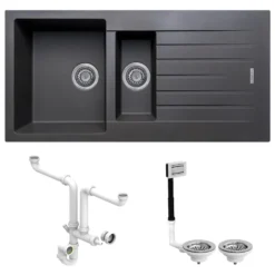 Vellamo Horizon 1.5 Bowl Granite Composite Kitchen Sink & Waste - 1000 x 500mm