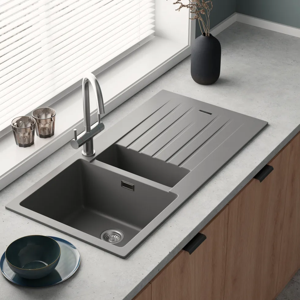 Vellamo Horizon 1.5 Bowl Granite Composite Kitchen Sink & Waste - 1000 x 500mm
