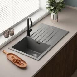 Vellamo Horizon Compact 1 Bowl Granite Composite Kitchen Sink & Waste - 860 x 500mm