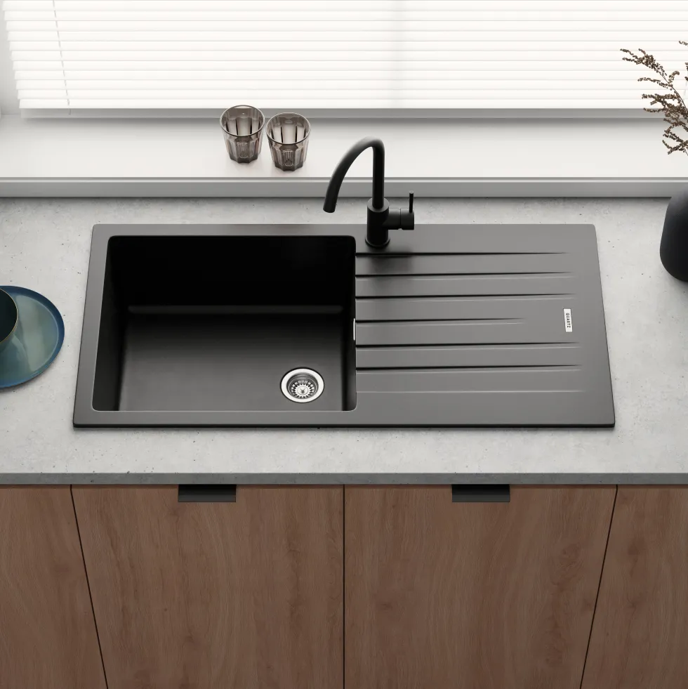 Vellamo Horizon Large Single Bowl Granite Composite Kitchen Sink & Waste - 1000 x 500mm