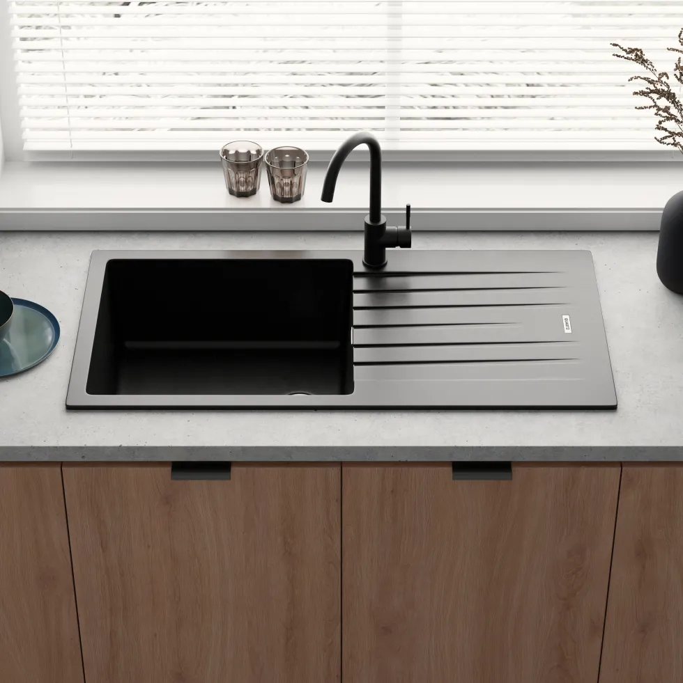 Vellamo Horizon Large Single Bowl Granite Composite Kitchen Sink & Waste - 1000 x 500mm